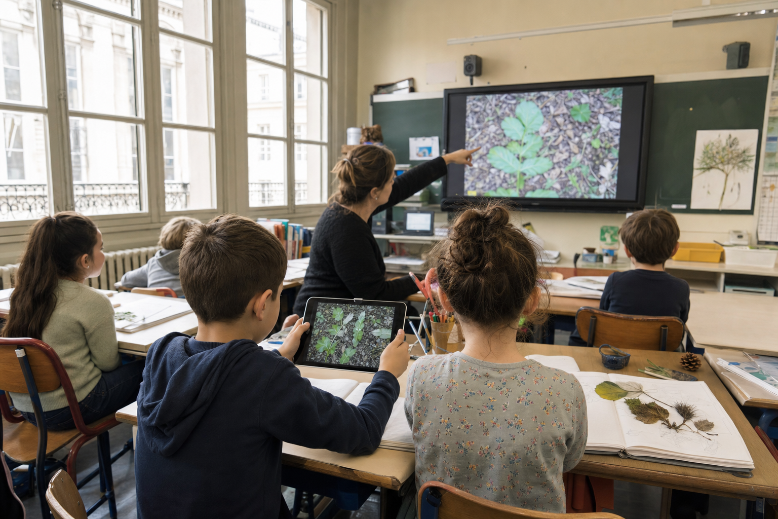 Élève consultant Paris Classe Numérique sur un ordinateur portable